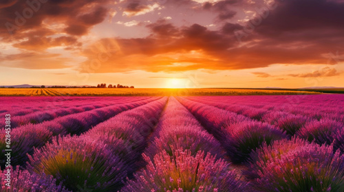 Ethereal Twilight  Purple Hues in Lavender Fields