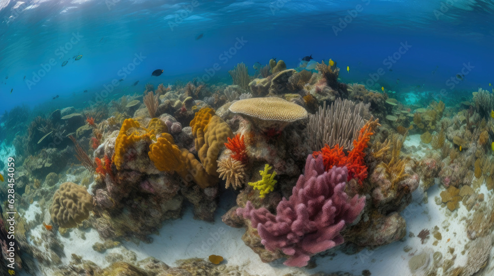 Fototapeta premium Diving into Nature's Kaleidoscope: The Coral Reef Symphony