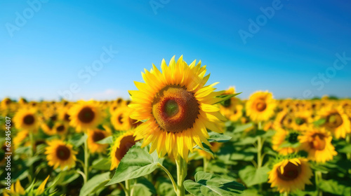 Golden Sunflowers in a Pristine Sky
