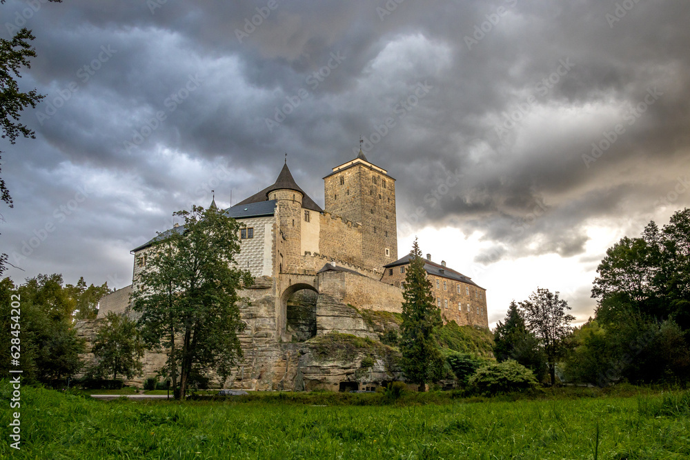 Czech paradise. Beautiful gothic castle Kost. Located in a valley. One
