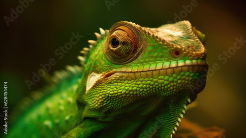 Tropical Chameleon Posing in Caribbean Sun