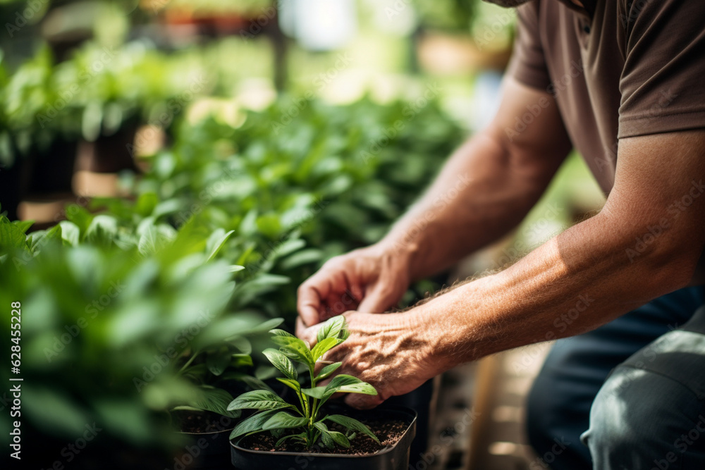 Serene Moments in Gardening: A Vibrant, High-Resolution Photograph of a Focused Gardener Serene Moments in Gardening: A Vibrant, High-Resolution Photograph of a Focused Gardener