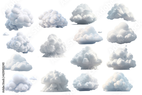 set of cloud elements,3D illustration.