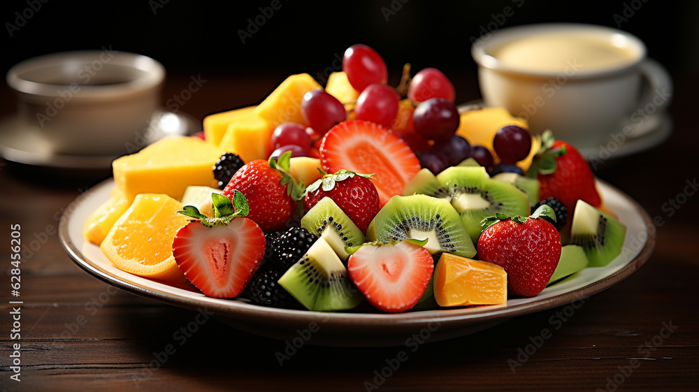 Fresh cut fruit on the plate