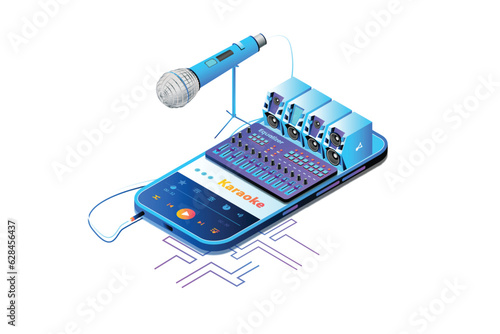 Musical App Isometric Concept Landing Page