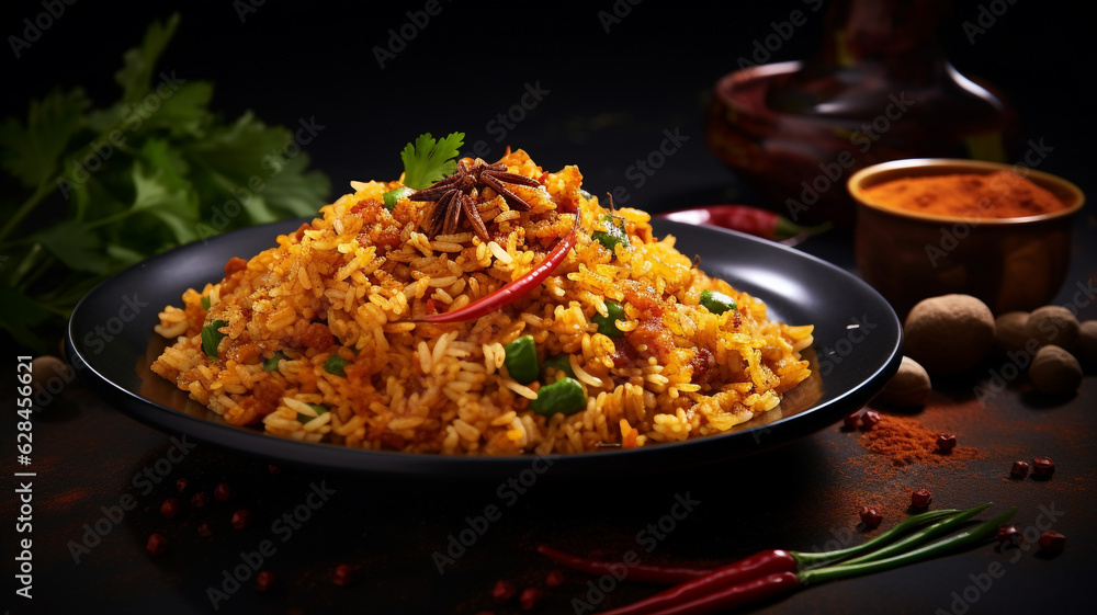 A plate of spicy fried rice A plate of spicy fried rice