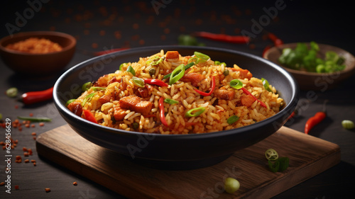 A plate of spicy fried rice