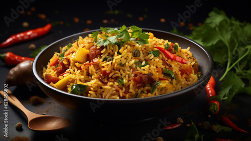 A plate of spicy fried rice