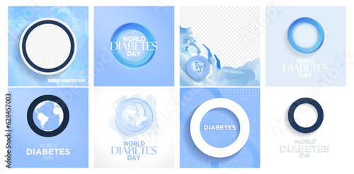 Set of Creative World Diabetes Day Greeting Cards and Illustration Templates, celebrated on November 14. Diabetes Day concept square card posters and layouts. Vector Illustration. EPS 10.