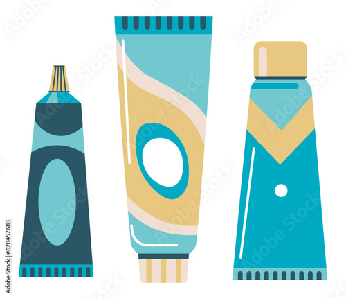 Variety of toothpastes, eco friendly and organic
