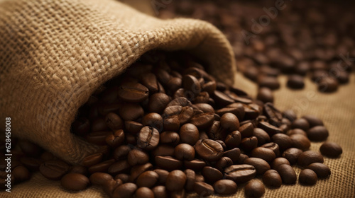 Burlap Sack Filled with Coffee Beans © AIproduction
