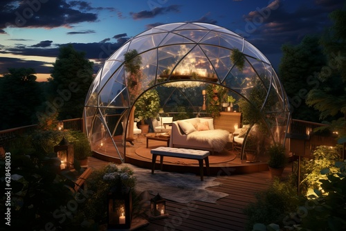 Dome living garden space. Generate Ai