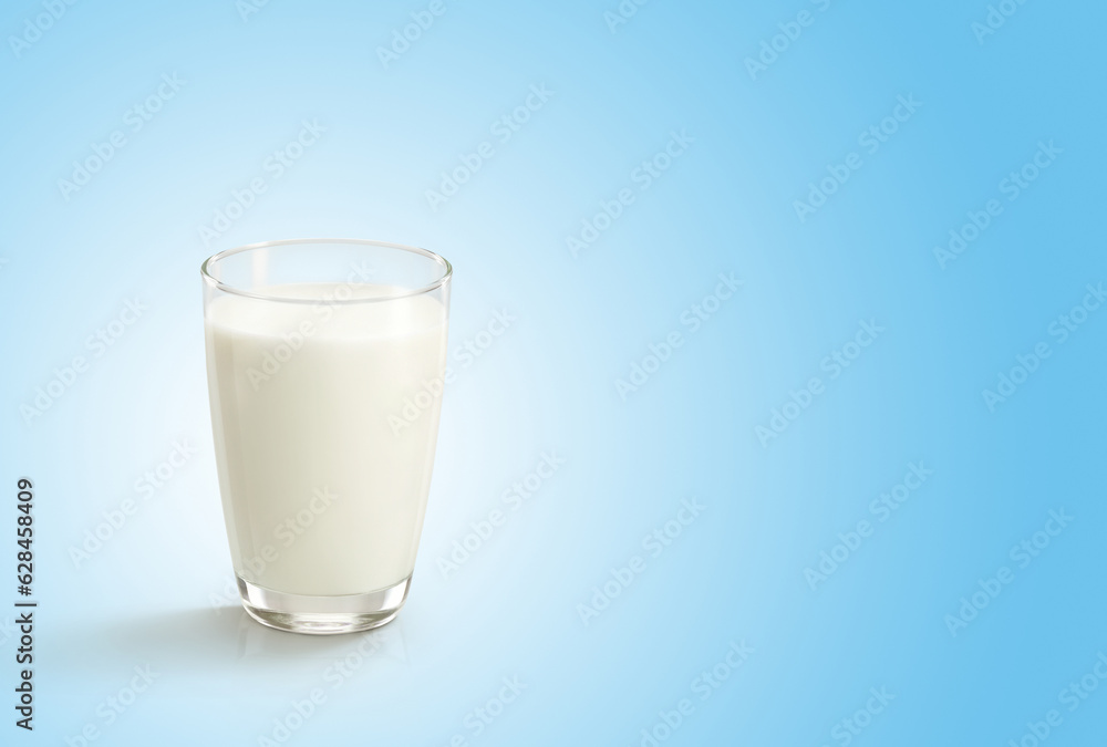 Glass of milk on blue white background Glass of milk on blue white background