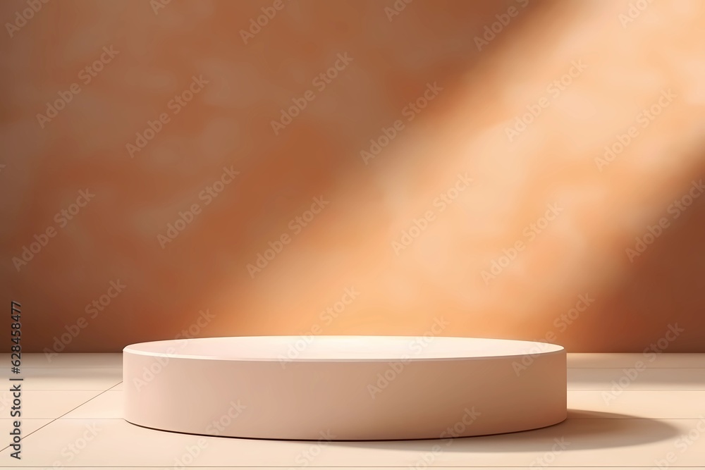 Beautiful minimalist background for presentations in form of empty round pedestal, podium Beautiful minimalist background for presentations in form of empty round pedestal, podium