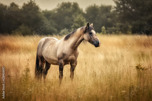 Wild Horse Running Free in the Meadow © AIproduction
