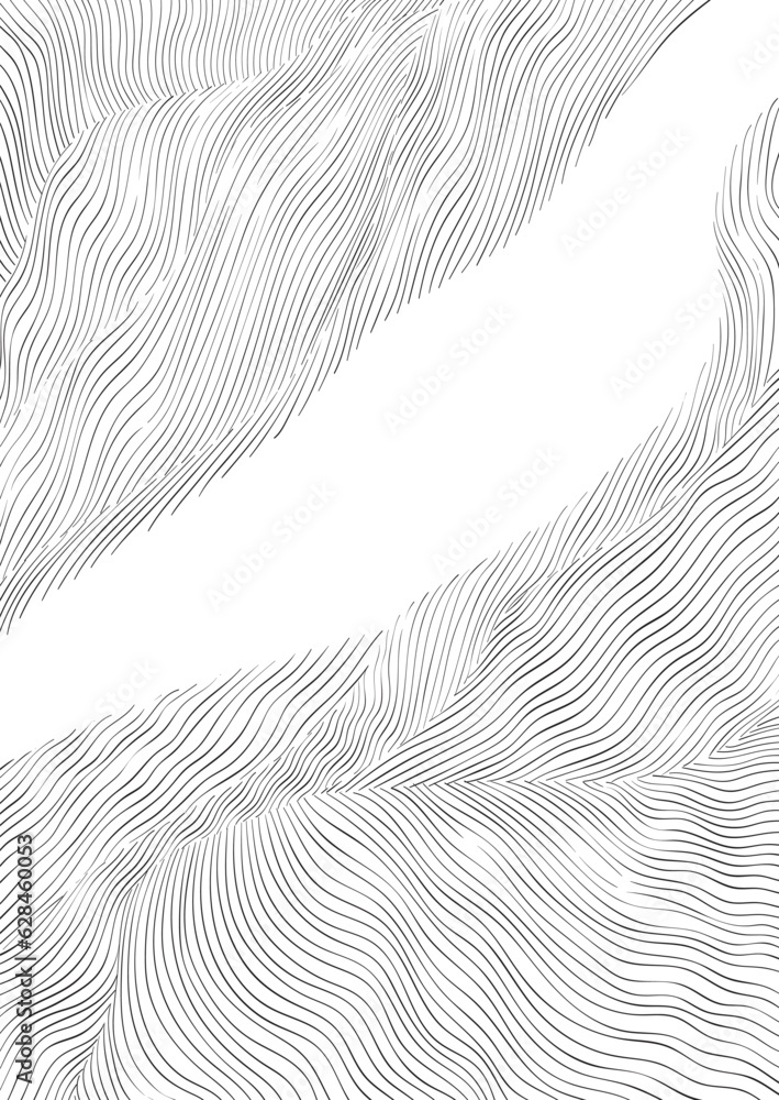 Abstract landscape background with white and grey hand drawn line ...