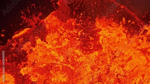 Beautiful aerial panoramatic view of active volcano, extreme close-up