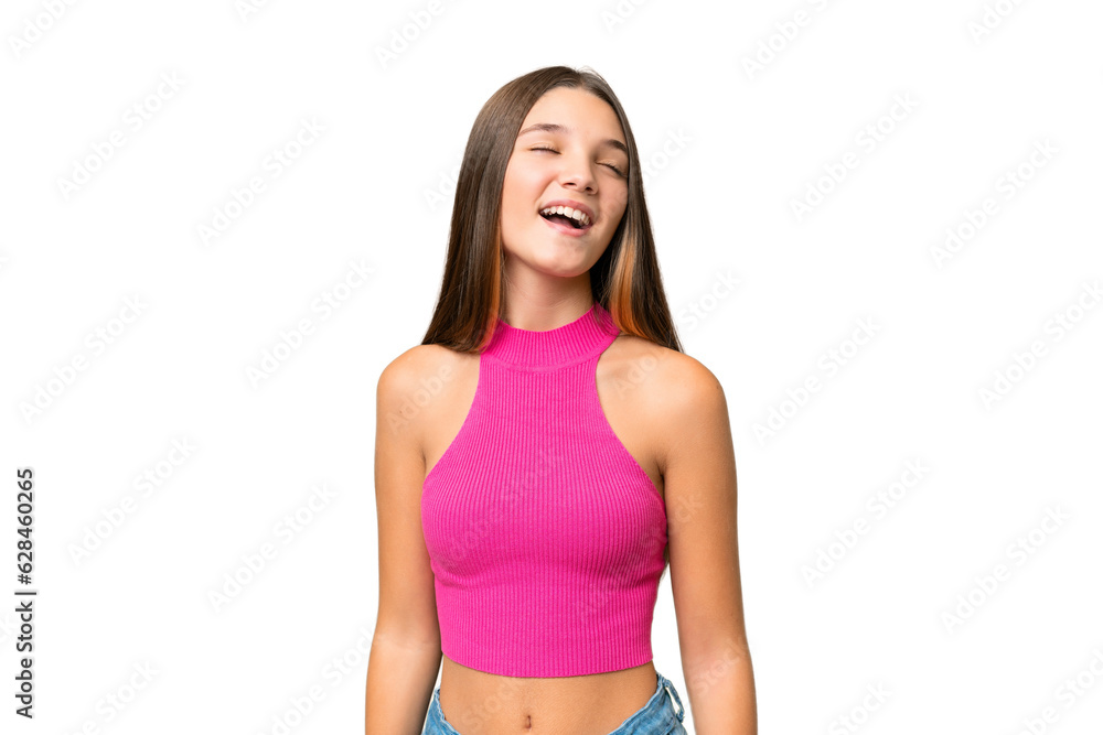 Teenager caucasian girl over isolated background laughing Teenager caucasian girl over isolated background laughing