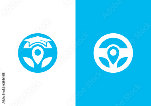 steer location logo design. driver education symbol icon vector