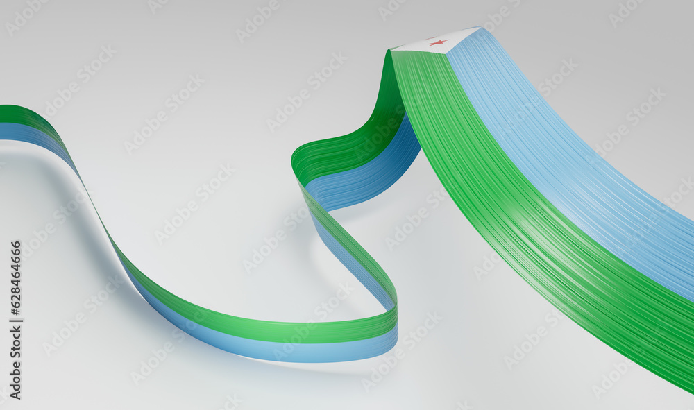 3d Flag Of Djibouti 3d Waving Ribbon Flag Isolated On White Background, 3d Illustration 3d Flag Of Djibouti 3d Waving Ribbon Flag Isolated On White Background, 3d Illustration