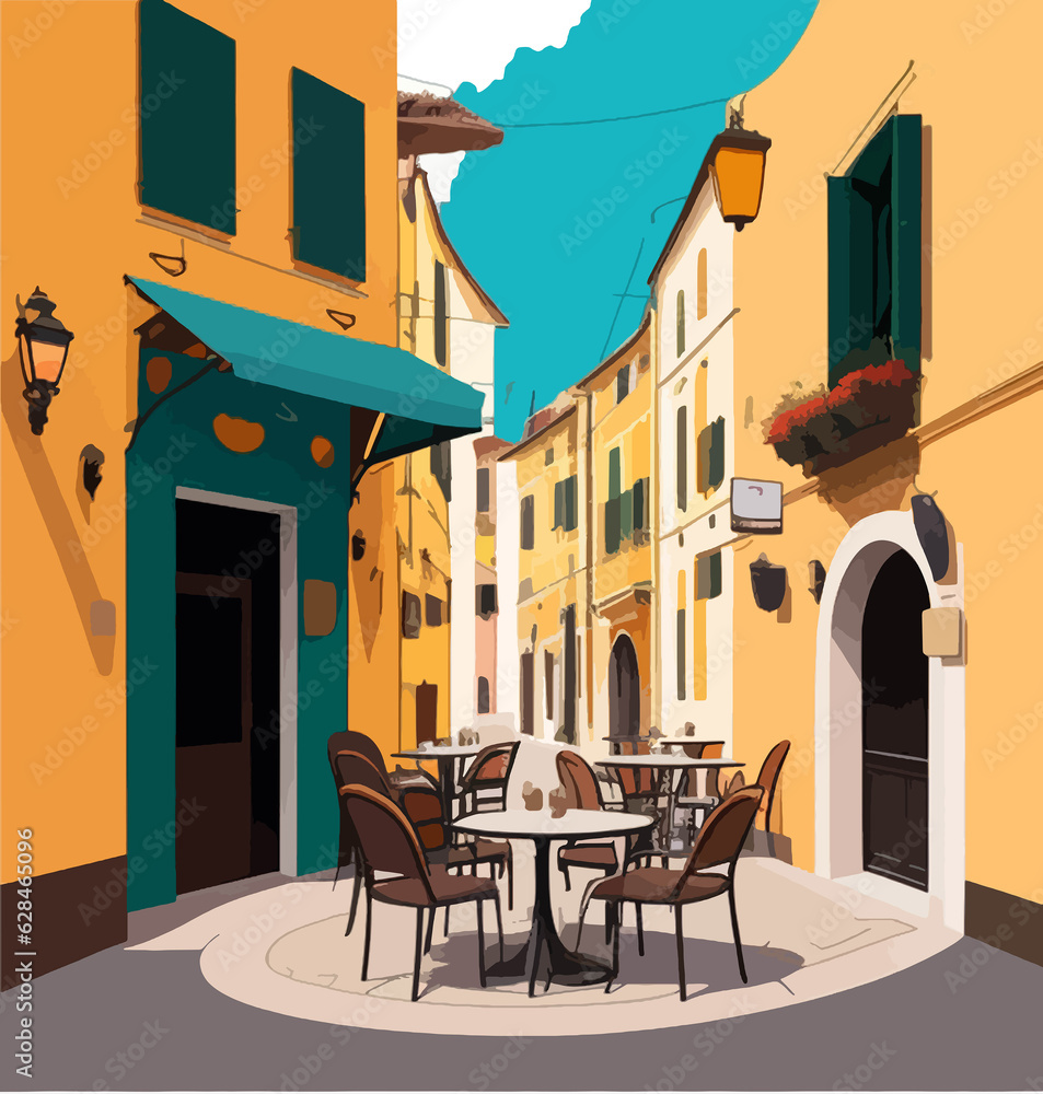 Italian Street cafe color vector