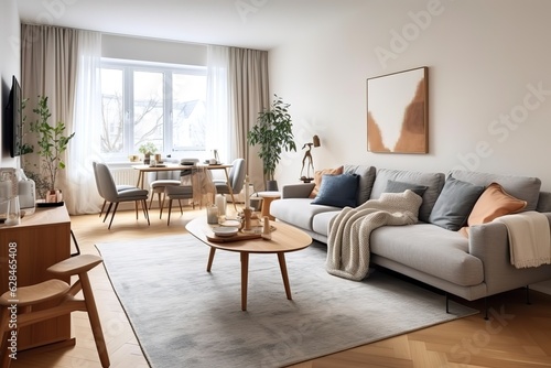 Modern loft living room interior,Generative AI © Azar