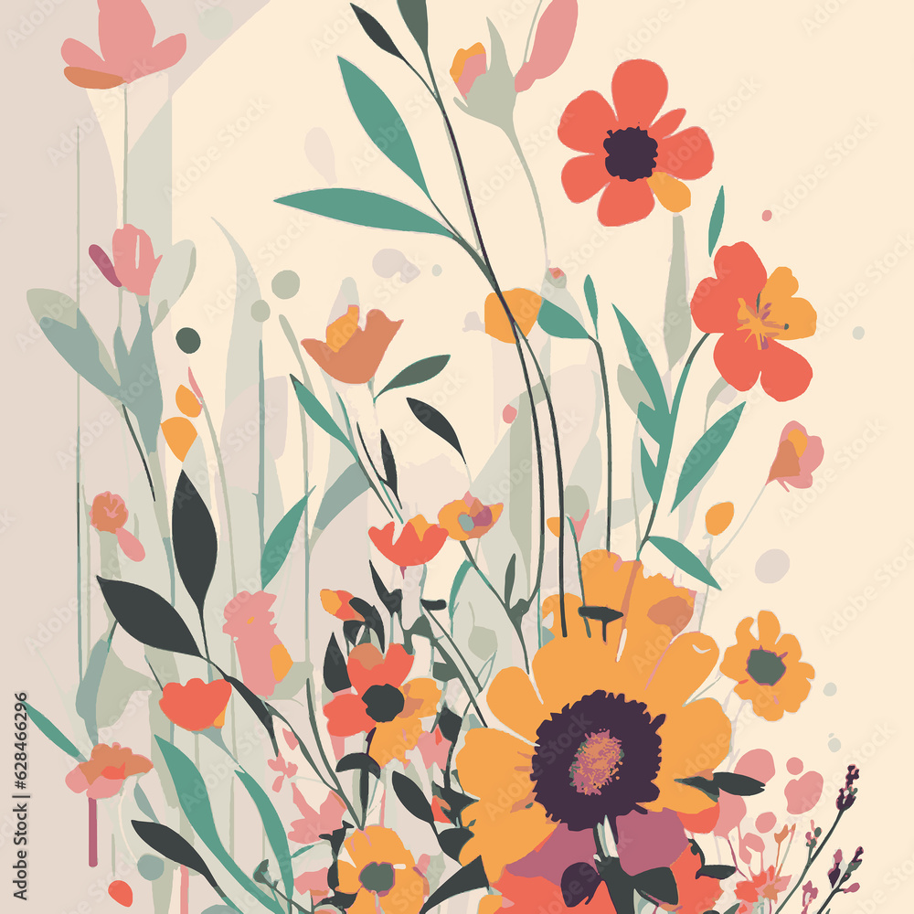 WIldflower background simple minimalist vector WIldflower background simple minimalist vector