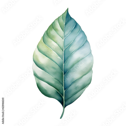 Watercolor leaves ioslated on white background created with Generative AI technology