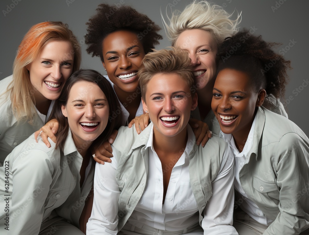 Diverse group of female friends having fun, generative ai Diverse group of female friends having fun, generative ai