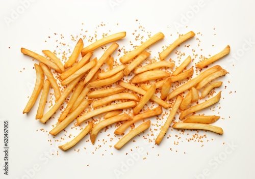 french fries levitate on a white background Generative Ai
