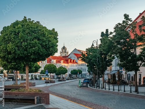 Vilnius, Lithuania - 07 15 2023: Didžioji gatve. Beautiful street in the center of Vilnius near the Town Hall Square