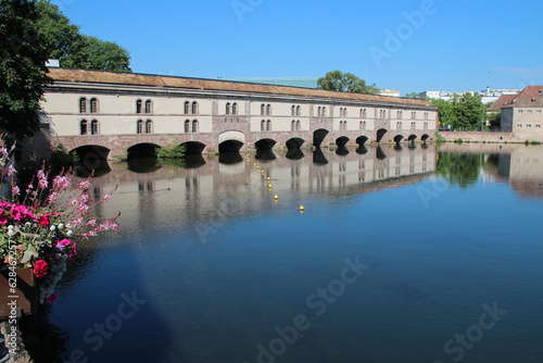 bridge (barrage vauban) and river ill in strasbourg in alsace (france) photo
