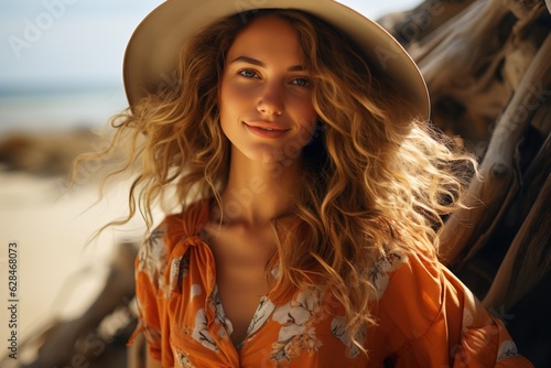 woman with straw hat on the...