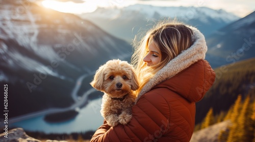 Photographie fluffy dog and woman