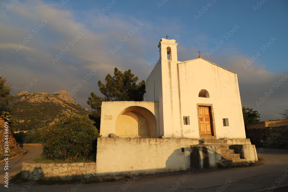 Chapel at the entrance of the village of Corbara, Balagne, close shot, end of the day Chapel at the entrance of the village of Corbara, Balagne, close shot, end of the day