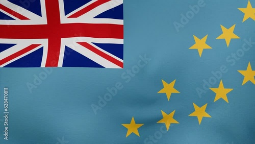 Tuvalu or Ellice Islands fabric flag calm swaying in the wind, looped endless cycled video, completely full screen covers flag background photo