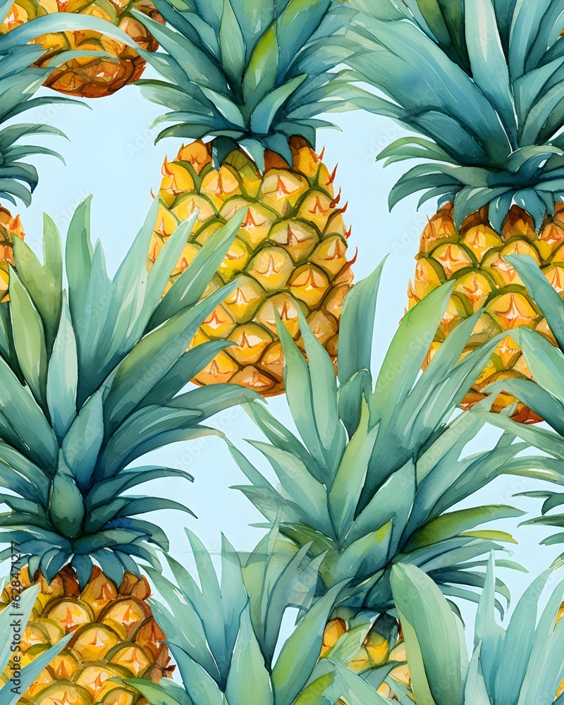 Obraz premium Pineapple tileable seamless pattern created with Generative AI technology