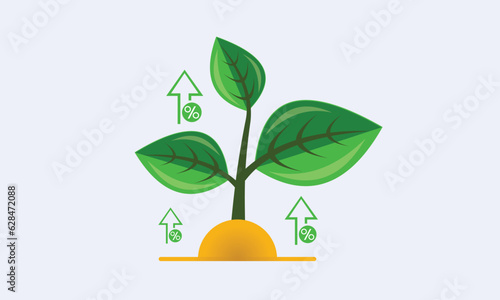 Intensive plant growth icon, growing seedlings, horticulture.on white background.Vector Design Illustration. © K