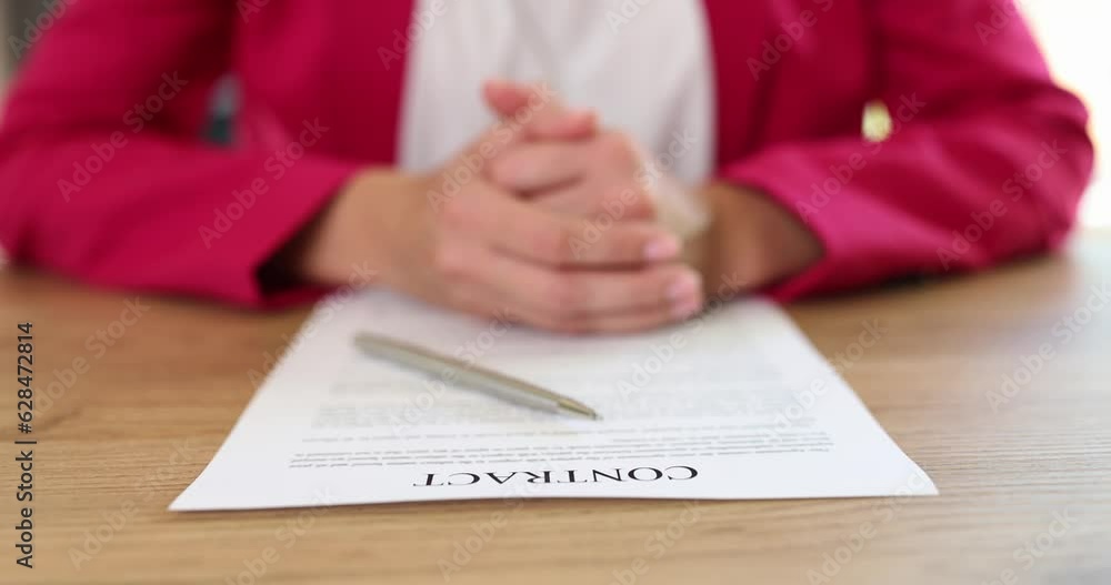 Business woman hands credit or agreement agreement with pen on table. Signing contract lawyer agent Business woman hands credit or agreement agreement with pen on table. Signing contract lawyer agent