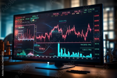Oil industry stock market data displayed on a digital screen, revealing the economic influence and financial dynamics of the oil sector © Davivd