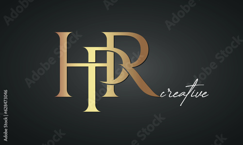 luxury letters HPR golden logo icon premium monogram, creative royal logo design