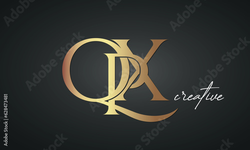 luxury letters QPX golden logo icon premium monogram, creative royal logo design photo