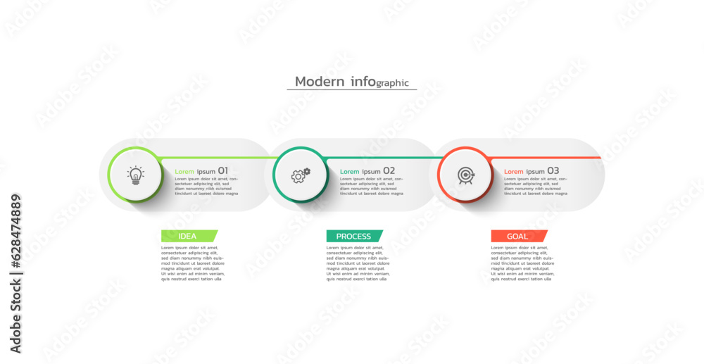 Naklejka premium Modern infographic business templateelements with 3 steps