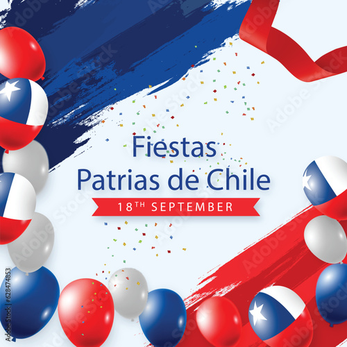 Free vector fiestas patrias de chile with balloons and flags