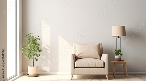 canvas mockup minimalist interior background armchair  generative ai