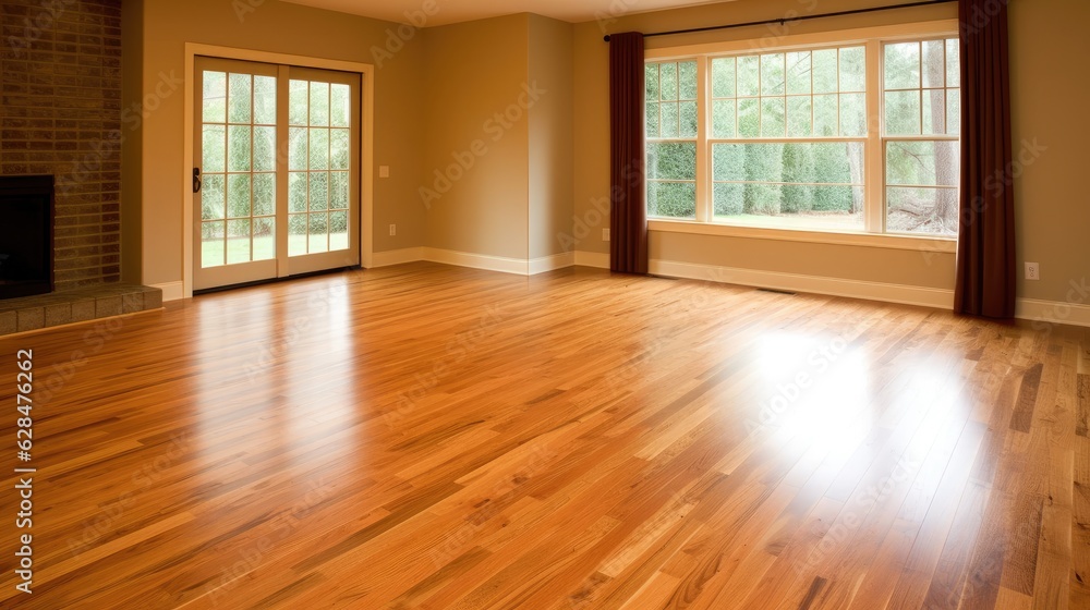empty living room hardwood floor, generative ai empty living room hardwood floor, generative ai
