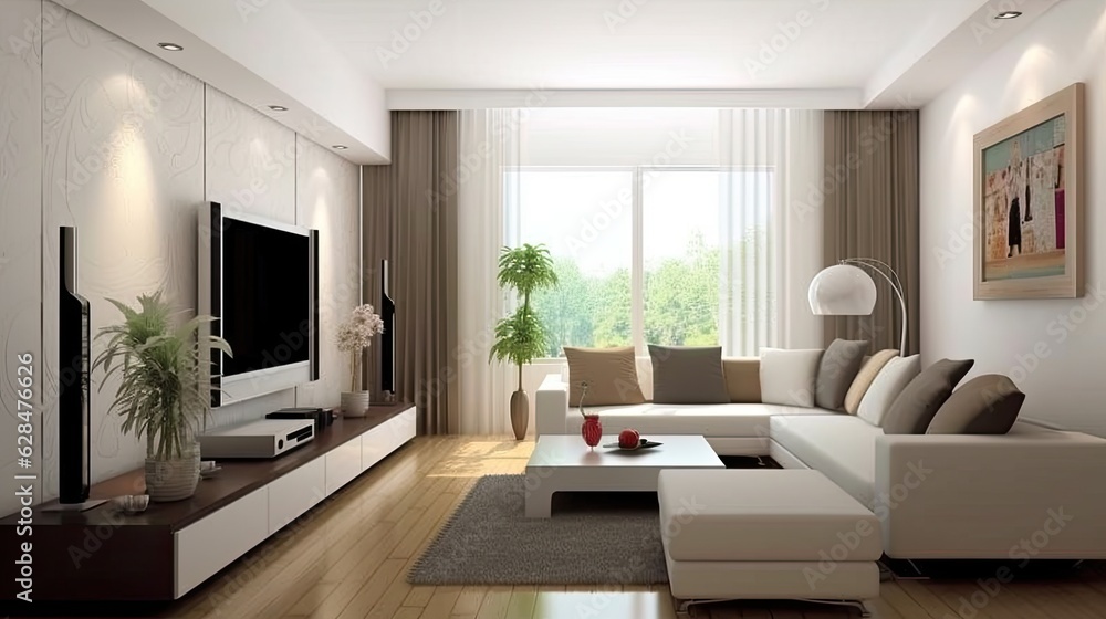 interior design living room copy space, generative ai interior design living room copy space, generative ai