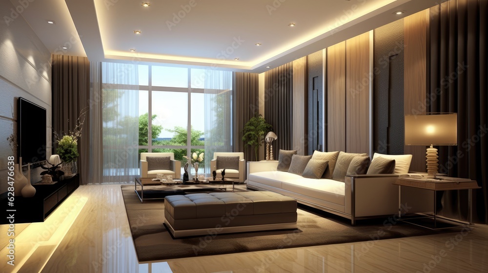 interior design luxury living room modern, generative ai