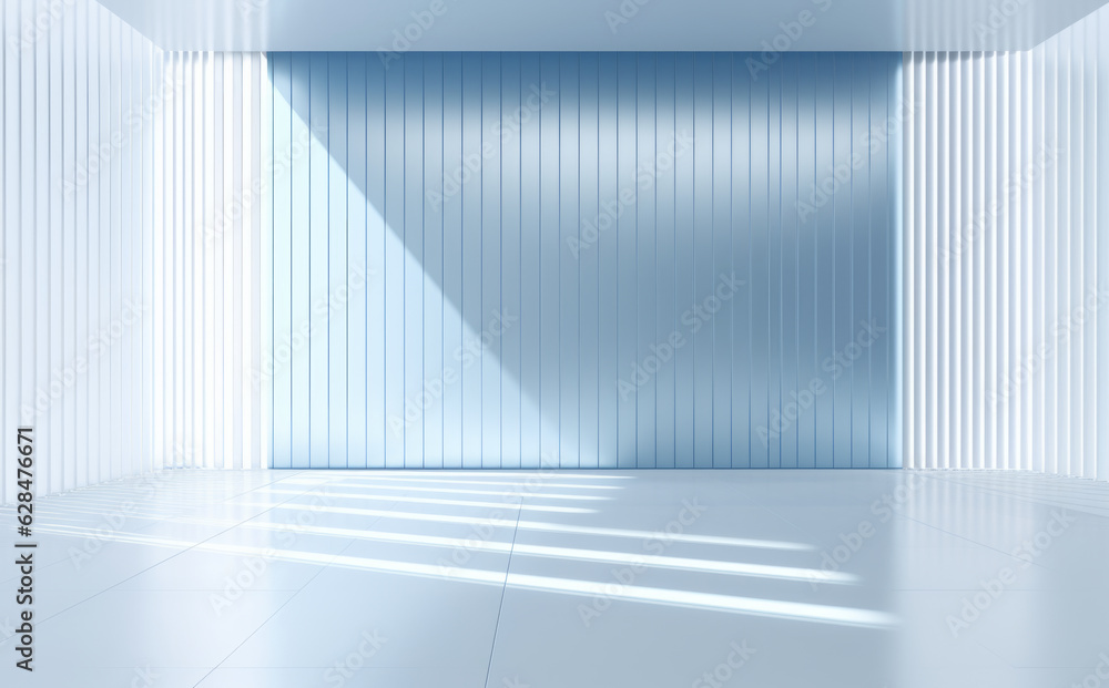Minimalistic Blue Interior: Elegant Presentation Background with Built-In Lighting. Generative AI.