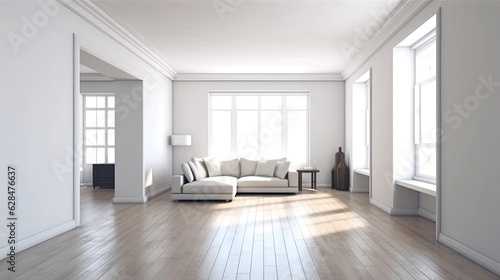 interior empty spacious living room white wall  generative ai